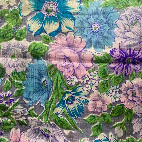 Vintage Floral Scarf Made In Italy 100% Pure Silk 39in x39in Purple Blue - Picture 1 of 8